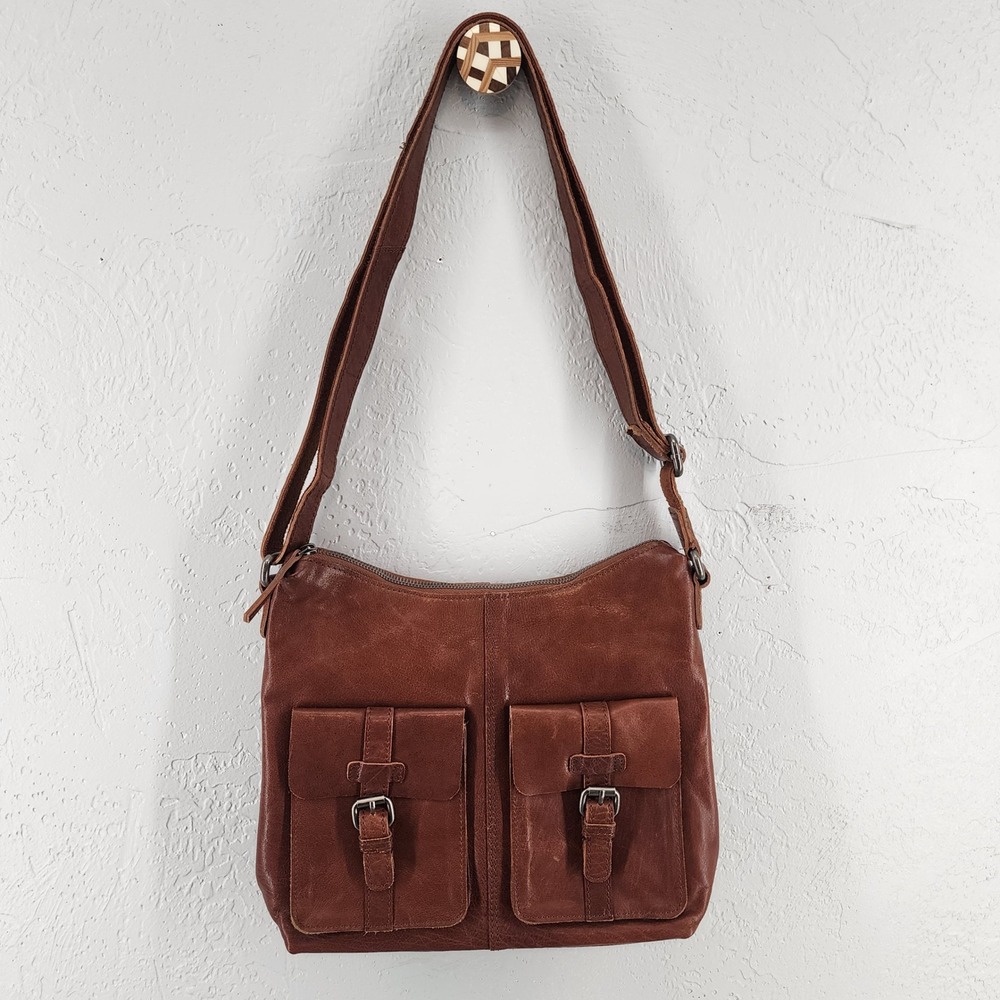 Spikes & Sparrow Brown Leather Crossbody Messenger Bag Womens Boho Purse